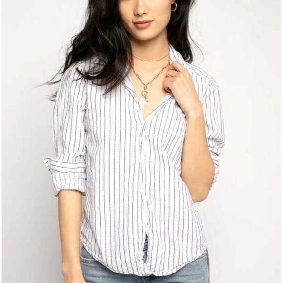 Frank & Eileen Barry Striped Tailored Button-Up Shirt Size XS - Picture 1 of 16